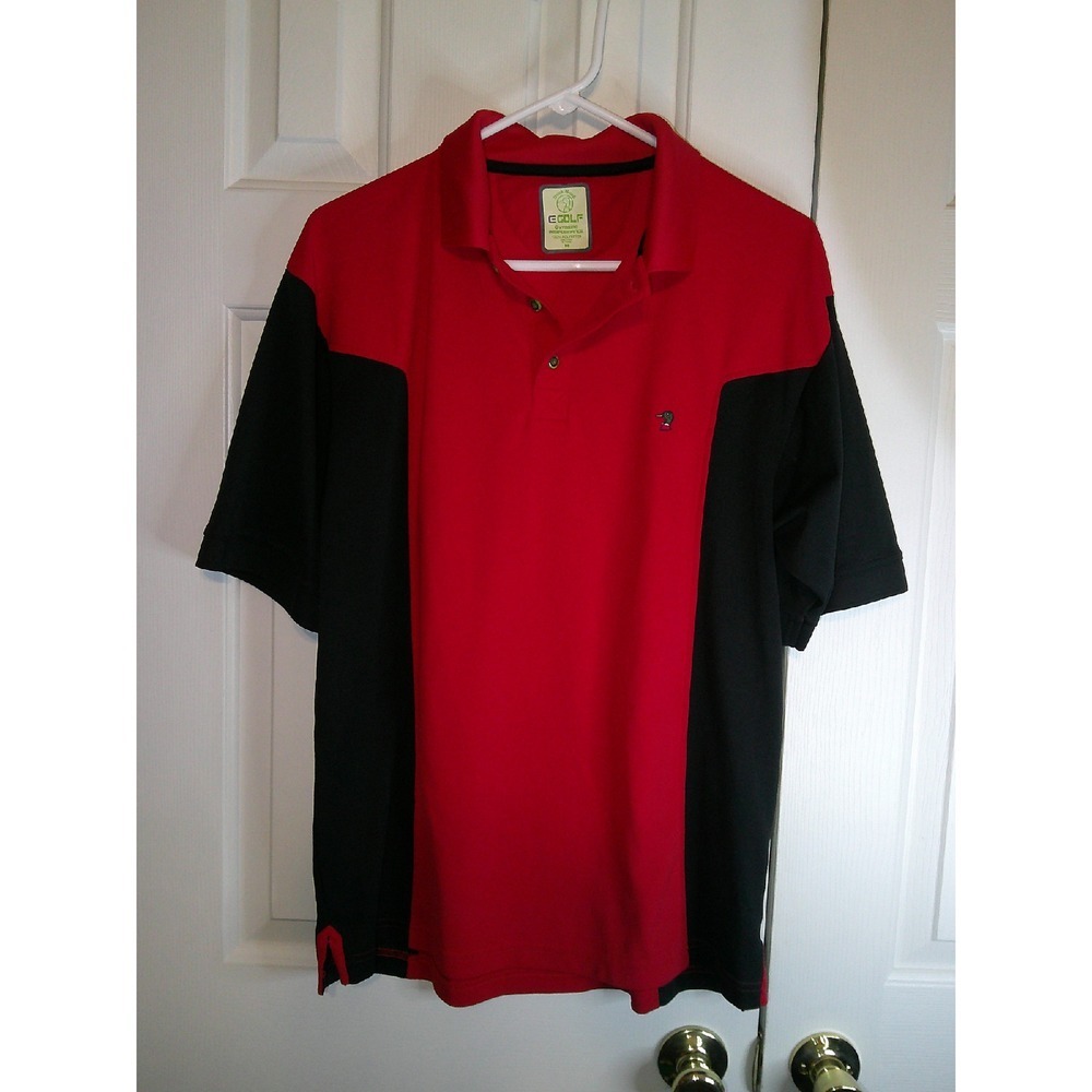 Duck Head E Golf Polo‎ Shirt Performance Athletic Golfing Red Black M